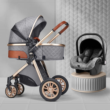 New 3 IN 1 Baby Stroller With Car Seat Option. Multi-functional, High Landscape, Foldable, Reclinable & Light Weight